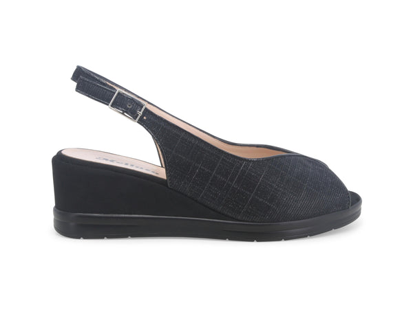 Melluso Sandali Comfort Donna con Zeppa tomaia Tessuto Galassia Nero R80335W-234470